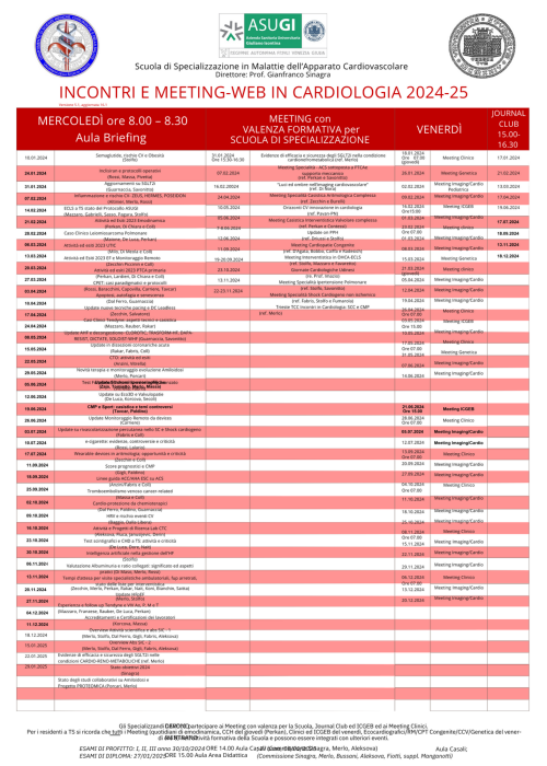 Incontri e meeting-web in cardiologia 2024-2025