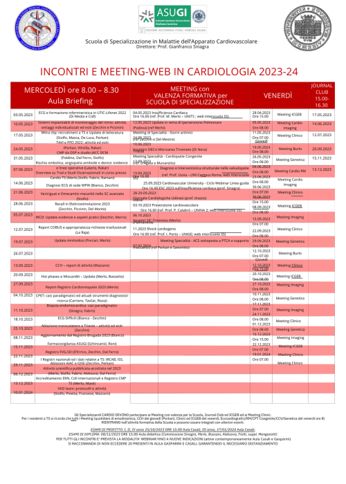 Incontri e meeting-web in cardiologia 2023-2024