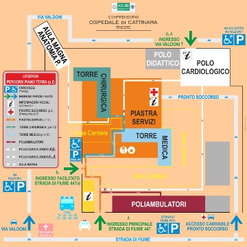Mappa del Comprensorio Ospedaliero di Cattinara