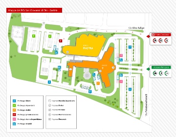 Mappa del parcheggio dell'ospedale di Gorizia
