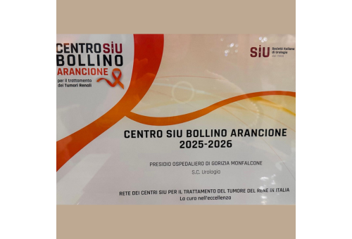 Assegnazione Bollino arancione della SIU alla SC Clinica Urologica di Gorizia  per il trattamento dei TUMORI del RENE